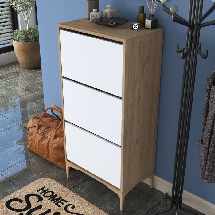 Hanah Home EB116 - 4717 Armario para Zapatos Nogal y Blanco